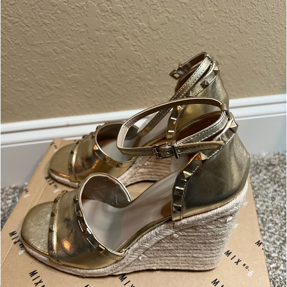 Mix No. 6 DREAMM Soft Gold Muted Metallic Wedge Sandals